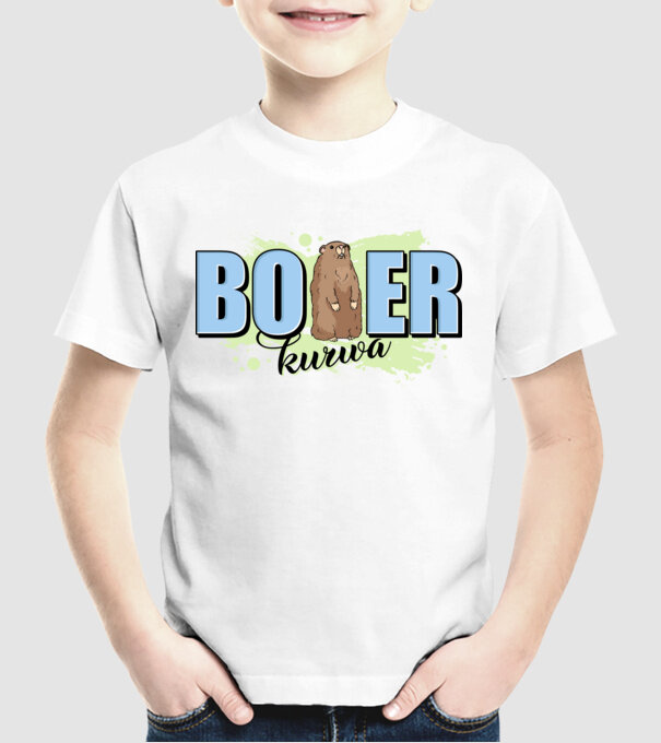 Bober Kurwa model alb pe tricou