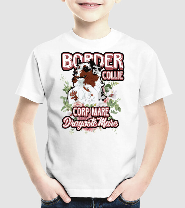 border collie - multă blană multă dragoste model alb pe tricou