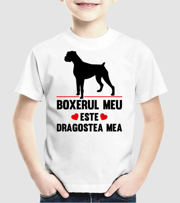 boxerul meu este dragostea mea model alb pe tricou