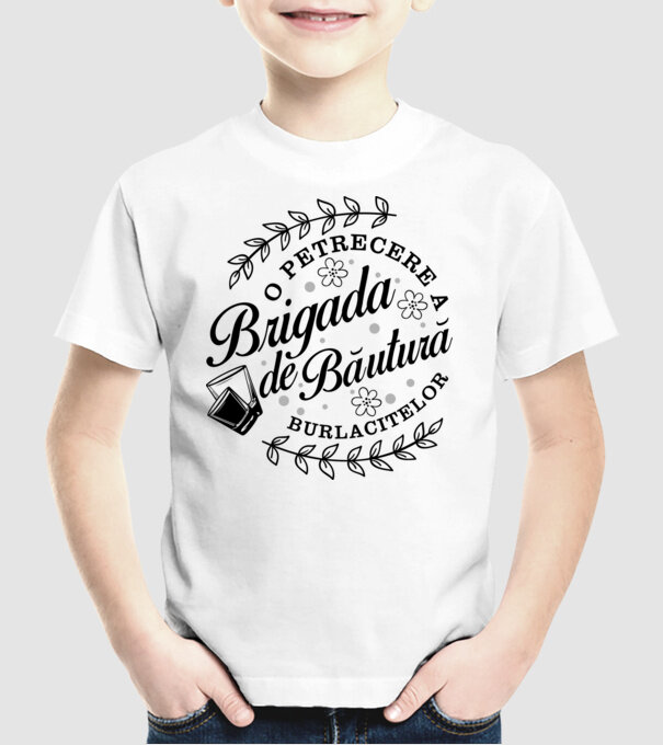 Brigada de băutură model alb pe tricou