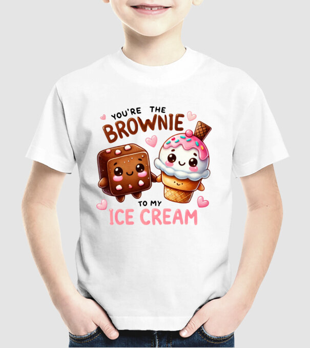Brownie to my Ice Cream model alb pe tricou