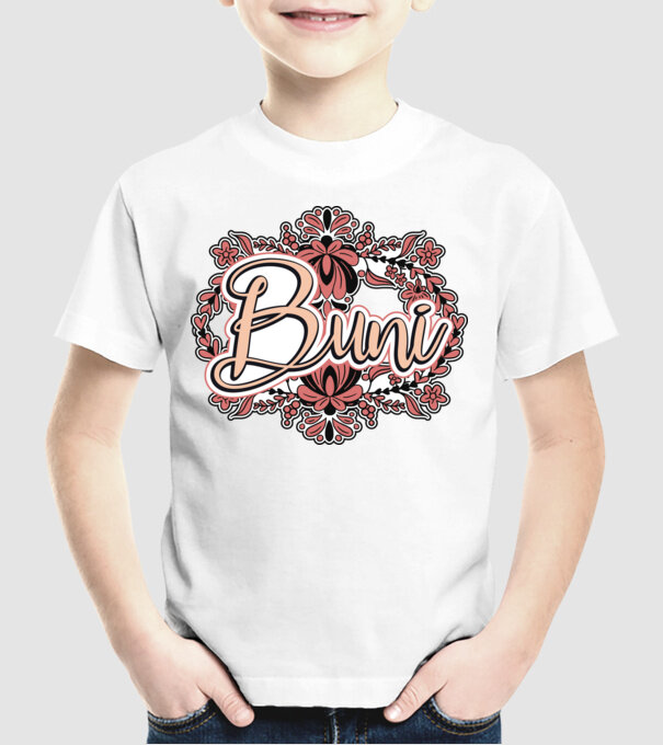 Buni model alb pe tricou