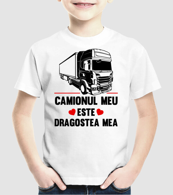 camionul meu este dragostea mea model alb pe tricou
