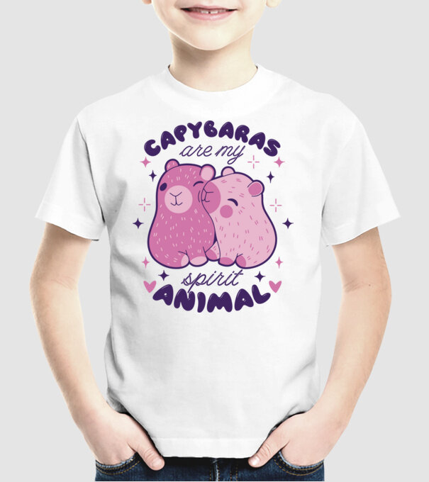 Capybaras are my spirit animal model alb pe tricou