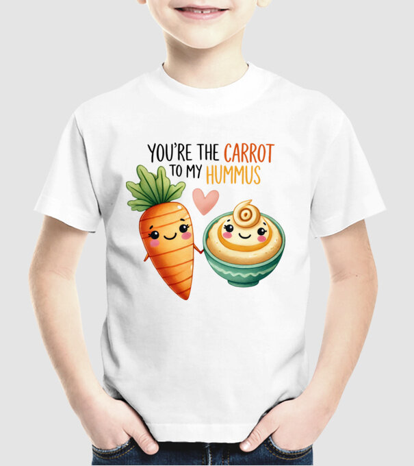 Carrot to my Hummus model alb pe tricou