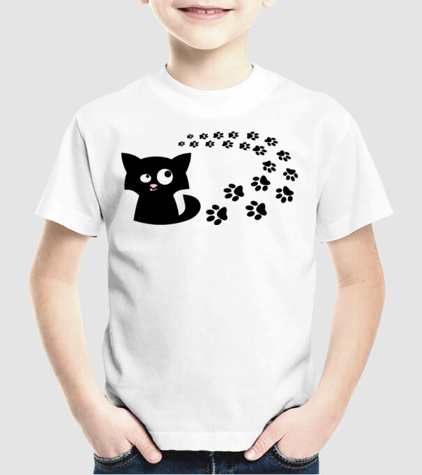 Cat model alb pe tricou