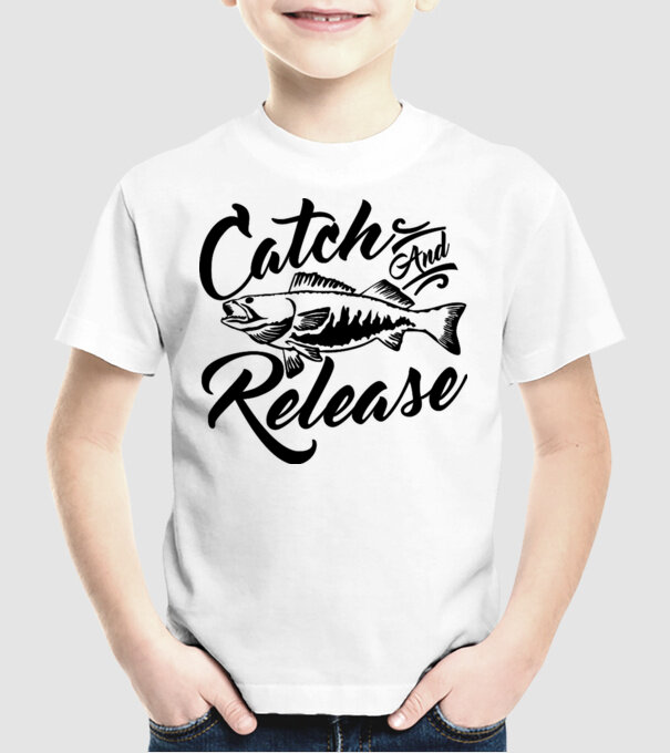 Catch and release model alb pe tricou