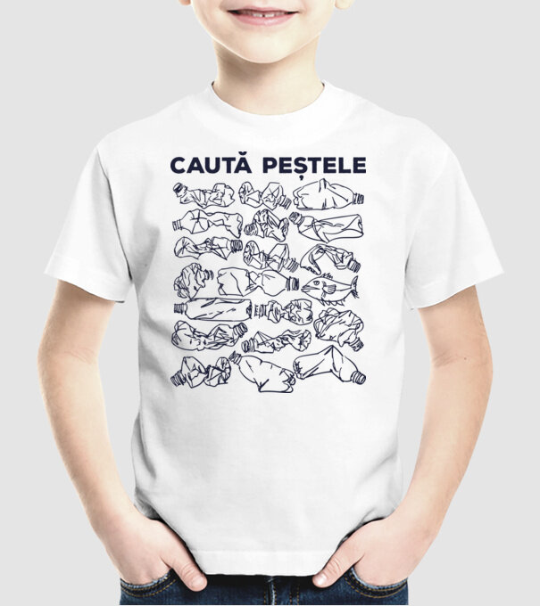 Caută peștele model alb pe tricou