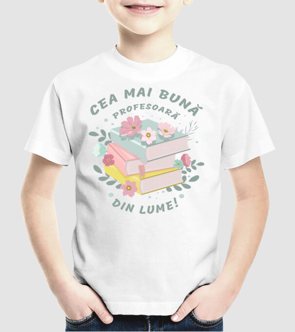 Cea mai bună profesoară din lume model alb pe tricou