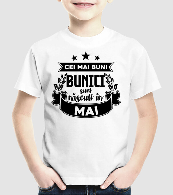Cei mai BUNI BUNICI sunt născuți în Mai model alb pe tricou