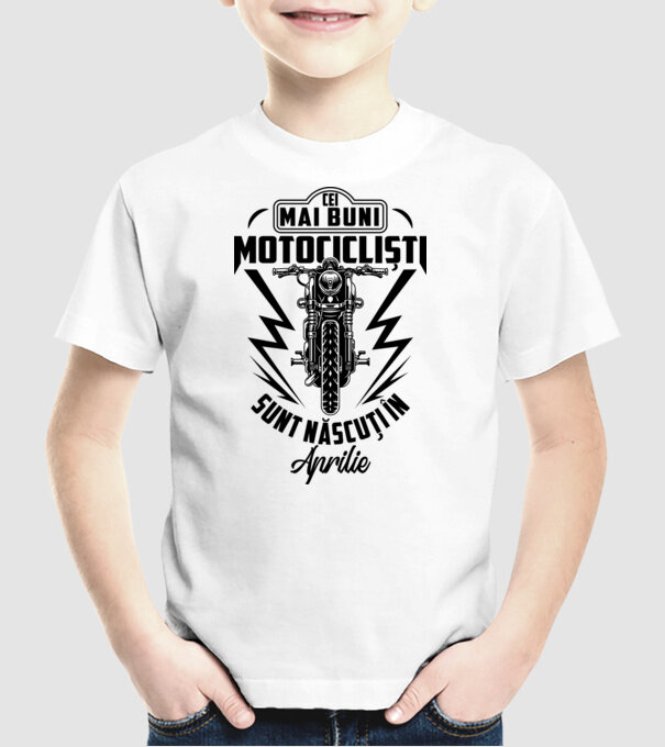 Cei mai buni motocicliști sunt născuți în Aprilie model alb pe tricou