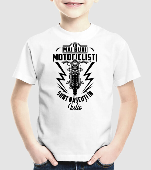 Cei mai buni motocicliști sunt născuți în Iulie model alb pe tricou