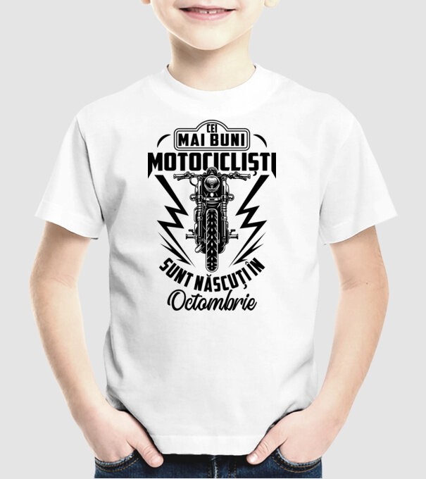 Cei mai buni motocicliști sunt născuți în Octombrie model alb pe tricou