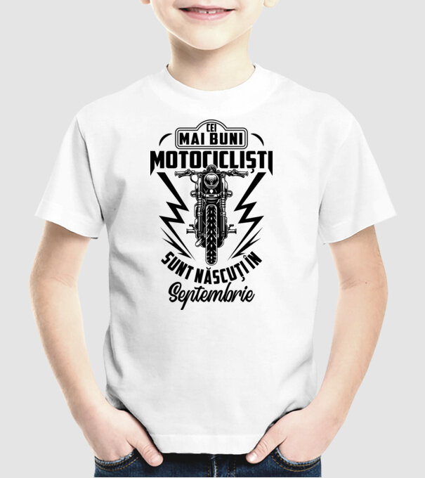 Cei mai buni motocicliști sunt născuți în Septembrie model alb pe tricou