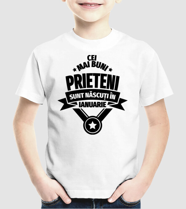 Cei mai buni prieteni sunt născuți în ianuarie model alb pe tricou