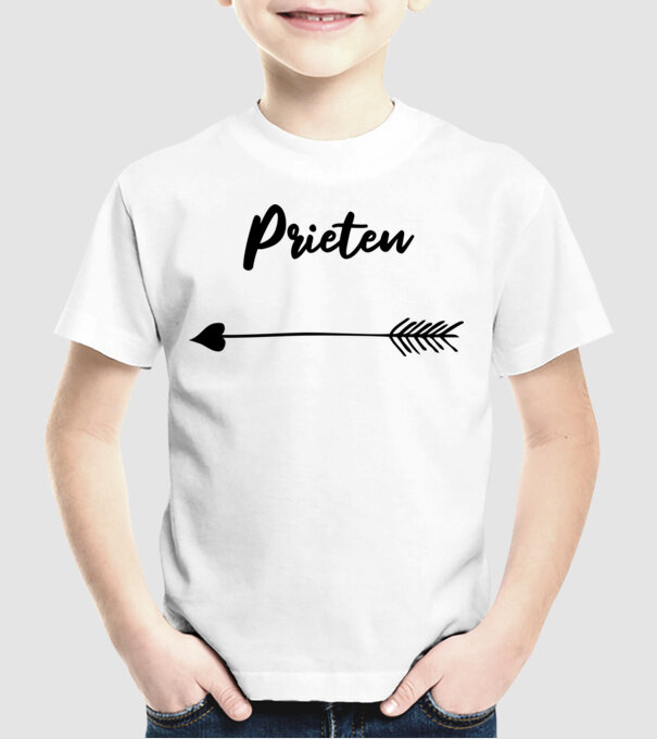 prieten model alb pe tricou