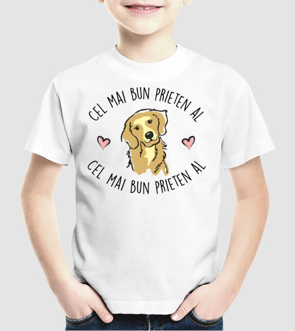 Cel mai bun prieten al meu este un golden retriever model alb pe tricou