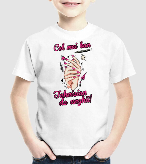 Cel mai bun tehnician de unghii model alb pe tricou