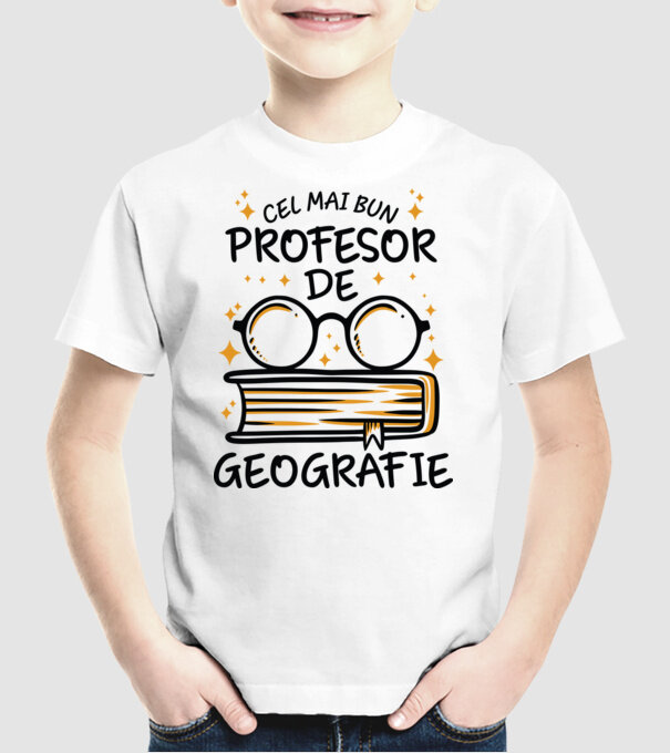 Cel mai profesor geografie model alb pe tricou