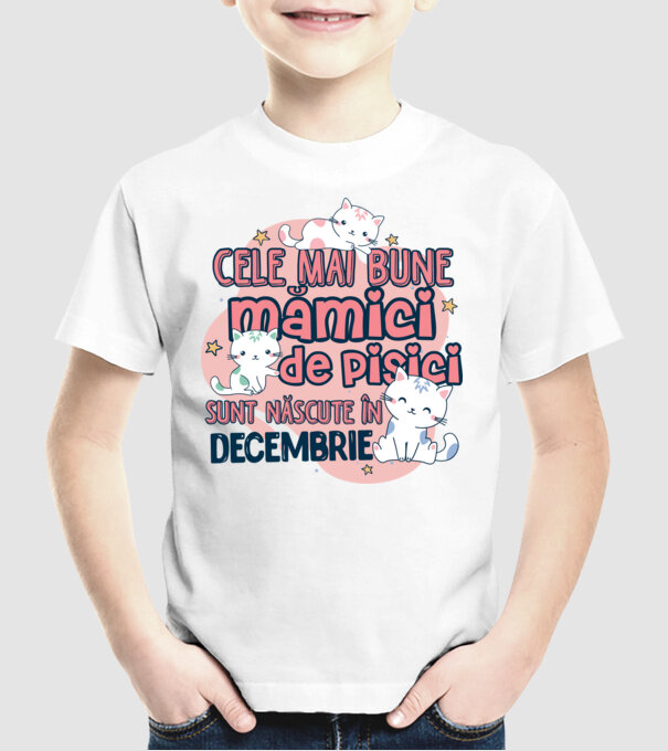 Cele mai bune mămici de pisici decembrie model alb pe tricou