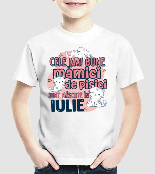 Cele mai bune mămici de pisici iulie model alb pe tricou