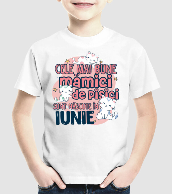 Cele mai bune mămici de pisici iunie model alb pe tricou