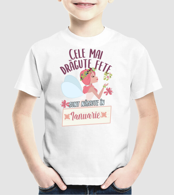 Cele mai drăguțe fete sunt născute în ianuarie. model alb pe tricou
