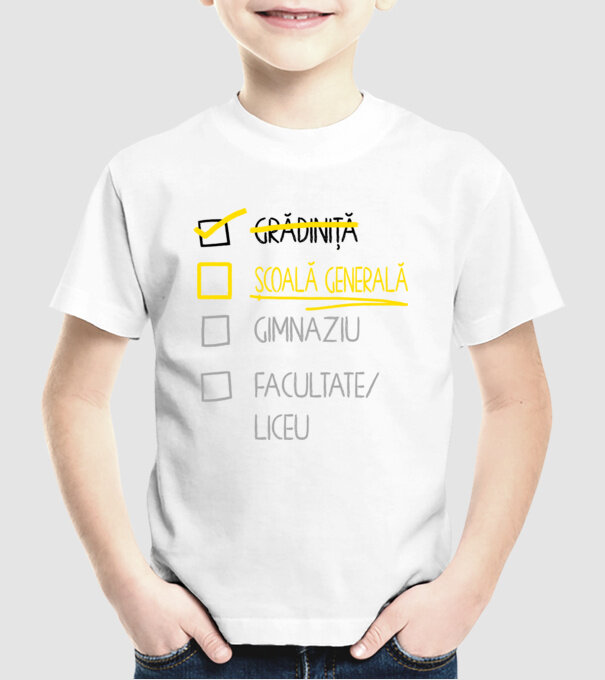 Cheklist educație - grădiniță alb model alb pe tricou