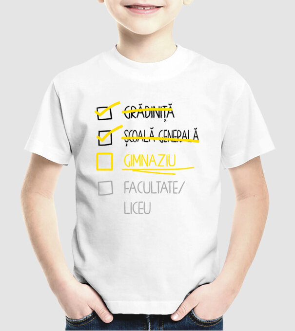 Cheklist educație - Școala primară alb model alb pe tricou