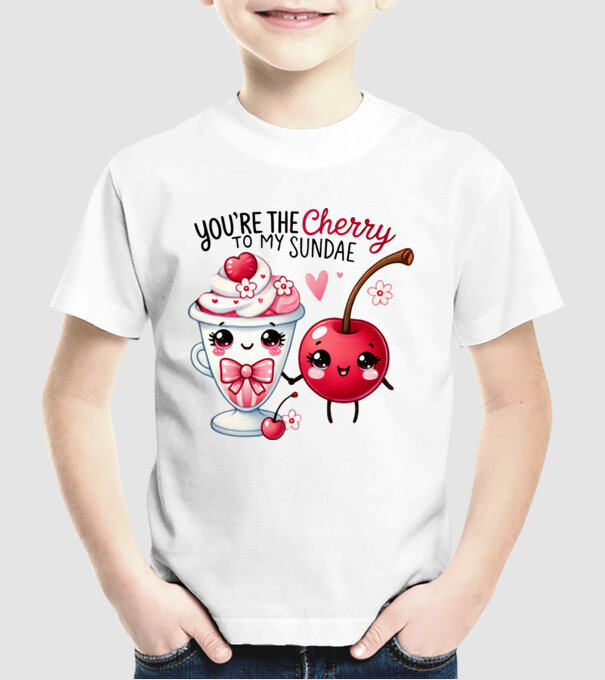 Cherry to my Sunday model alb pe tricou