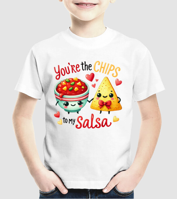 Chips to my Salsa model alb pe tricou