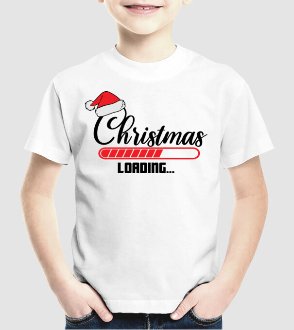 Christmas is loading model alb pe tricou