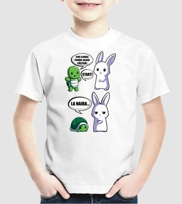 cine ajunge primul acasă câștigă! - start! - la naiba... model alb pe tricou