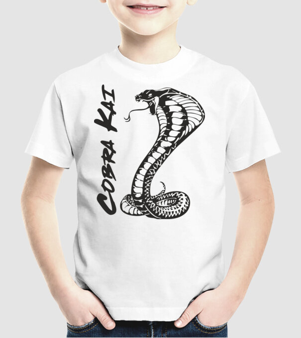 cobra kai black model alb pe tricou