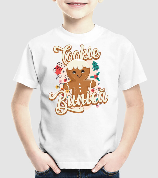 Cookie bunică model alb pe tricou