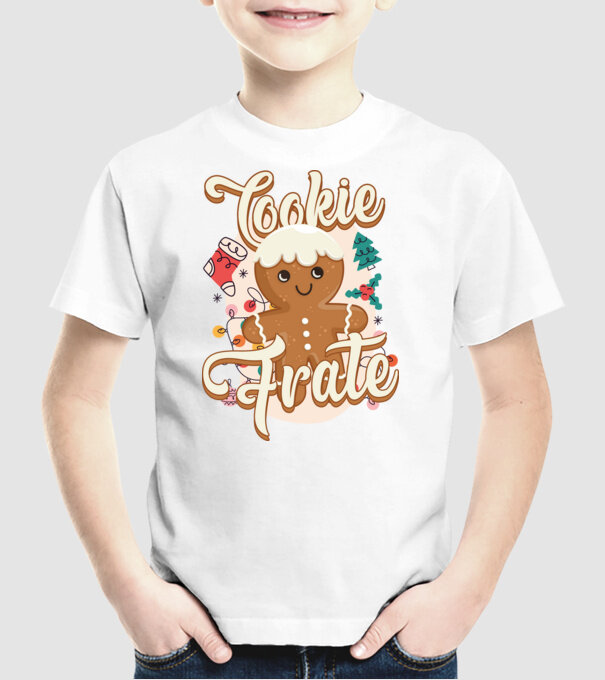 Cookie frate model alb pe tricou