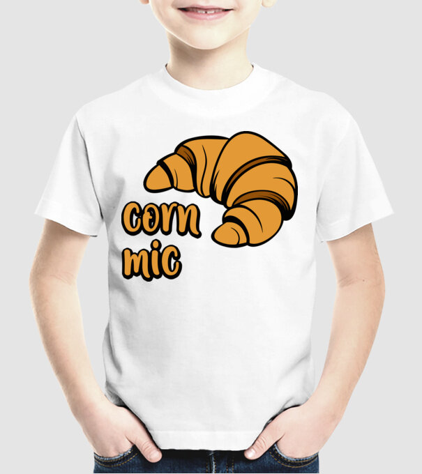 corn mic model alb pe tricou
