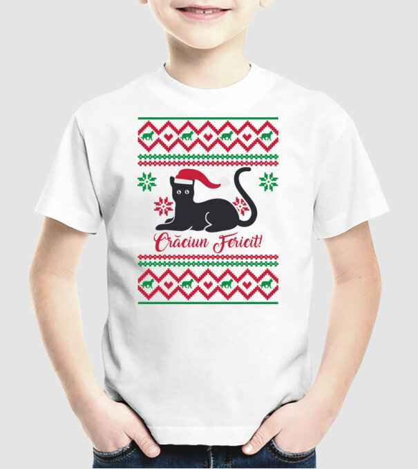 crăciun fericit model alb pe tricou