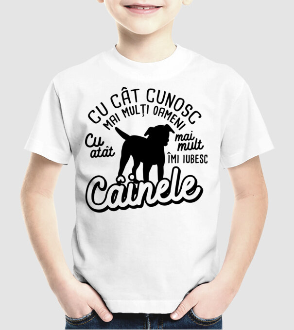 Cu cât cunosc mai mulți oameni, cu atât mai mult îmi iubesc câinele model alb pe tricou