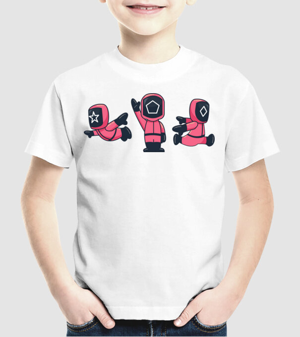 cute squid game toys model alb pe tricou
