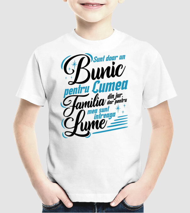 Sunt doar un bunic pentru lumea din jur, dar pentru familia mea sunt întreaga lume! model alb pe tricou