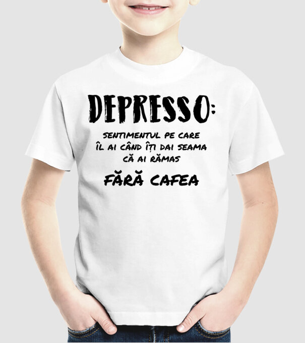 depresie: sentimentul pe care îl ai când îți dai seama că ai rămas fără cafea model alb pe tricou