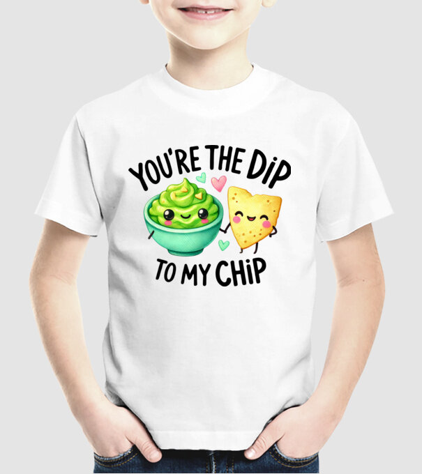 Dip to my Chip model alb pe tricou