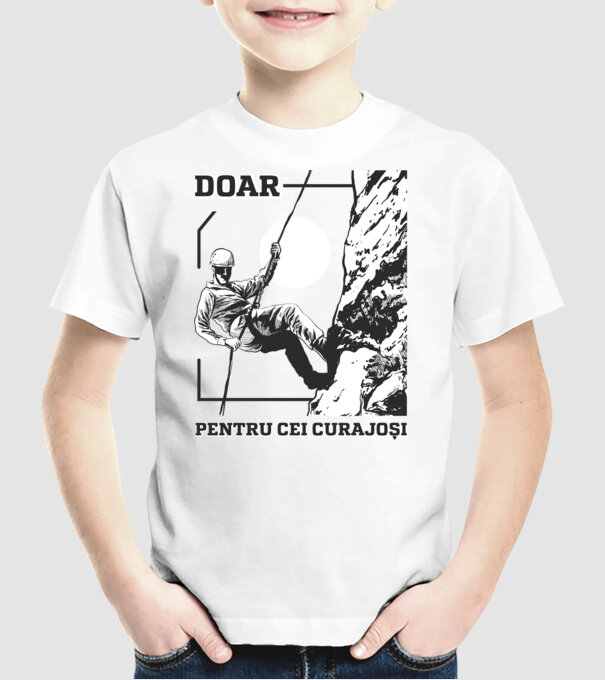 Doar pentru cei curajoși model alb pe tricou