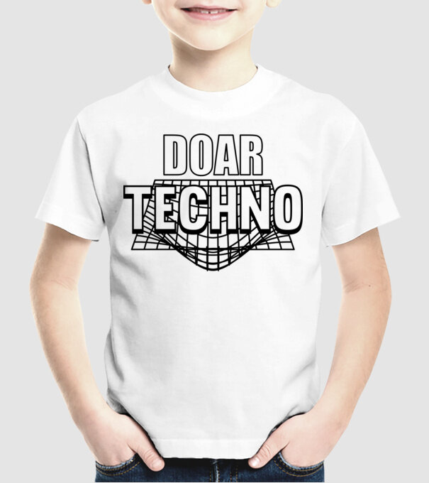 Doar techno model alb pe tricou