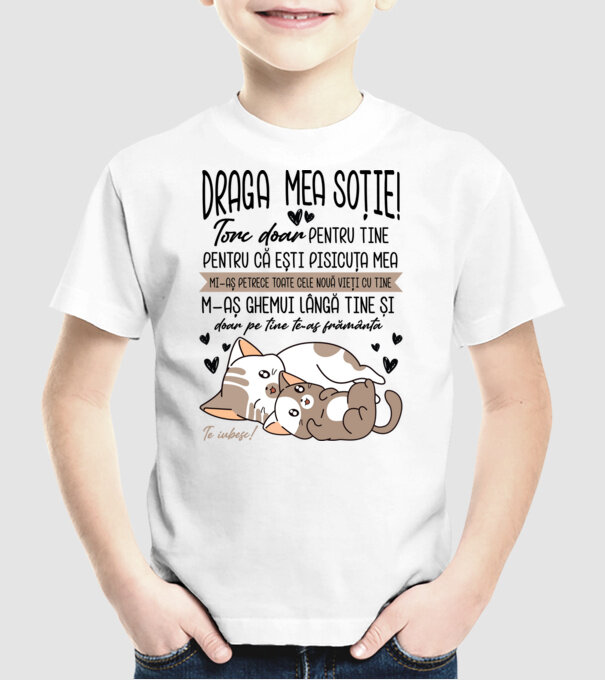 Draga mea soție model alb pe tricou