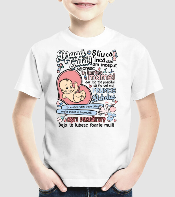 Dragă tată model alb pe tricou