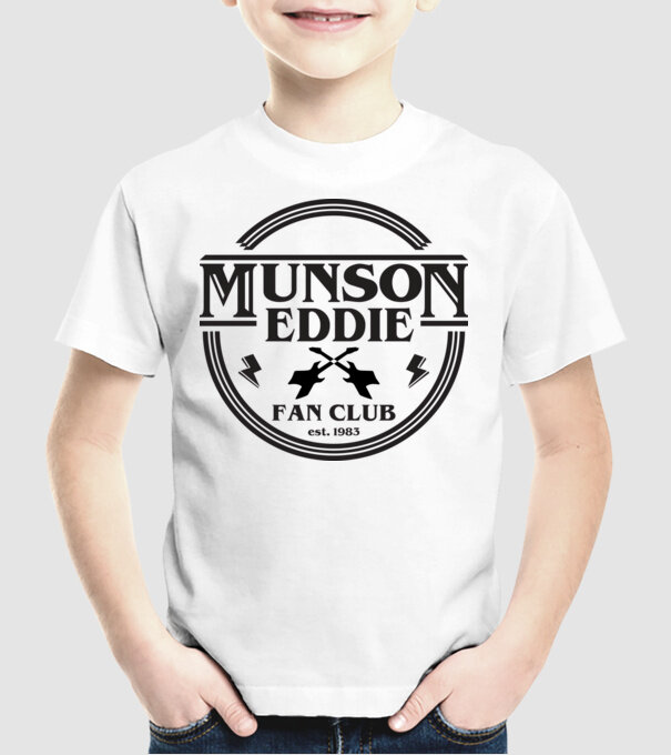 eddie munson fan club est 1983 model alb pe tricou