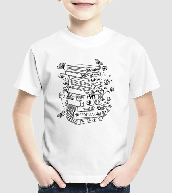 Eras tour books model alb pe tricou