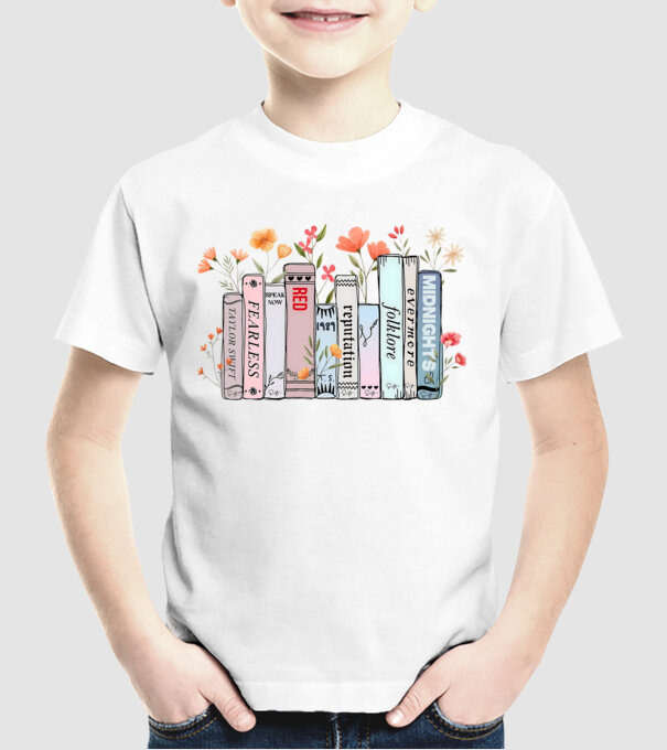 Eras tour books color model alb pe tricou